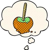 cartoon toffee apple and thought bubble in comic book style vector