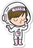 sticker of a cartoon astronaut woman vector