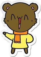 sticker of a happy bear cartoon vector