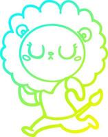 cold gradient line drawing cartoon running lion vector