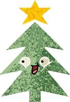 retro illustration style cartoon christmas tree vector