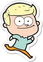 sticker of a cartoon happy man vector