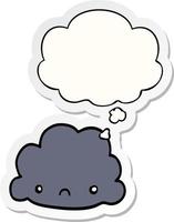 cartoon cloud and thought bubble as a printed sticker vector