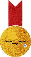 retro illustration style cartoon gold medal vector