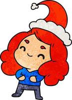 christmas textured cartoon of kawaii girl vector