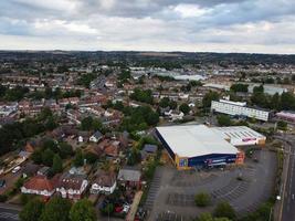 Aerial footage by drone high angle view of London Luton City of England and residential Buildings photo