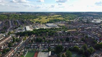 An Aerial High Angle View of Luton town of England over a Residential Area of Asian Pakistani and Kashmiri People Community. photo