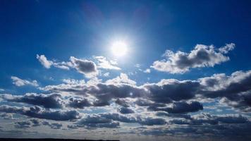 Blue Clear Sky and Few Clouds over England on Hot Summer Day photo