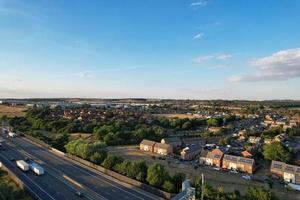Beautiful Aerial view of North Luton City of England at Sunset Time photo