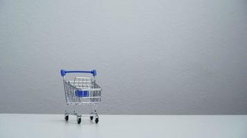 stop motion a cart shopping moving around copy space. video