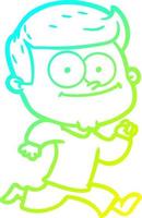 cold gradient line drawing cartoon happy man vector