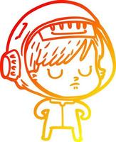 warm gradient line drawing cartoon astronaut woman vector