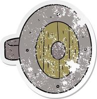 distressed sticker of a viking shield cartoon vector