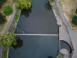 High angle and Aerial Footage of Local Free Access Public Park at Luton England UK photo