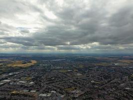 High Angle Footage Houses and Buildings at London Luton Town and Aerial view of Railway Station of Leagrave photo