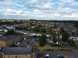 Aerial footage by drone high angle view of London Luton City of England and residential Buildings photo