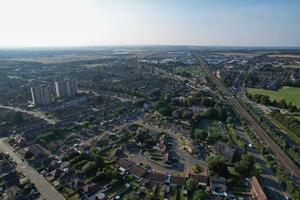 Aerial View of Luton Town of England and Railway Tracks, Residential Estate photo