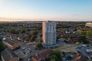 Beautiful Aerial view of North Luton City of England at Sunset Time photo