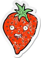 retro distressed sticker of a cartoon strawberry vector