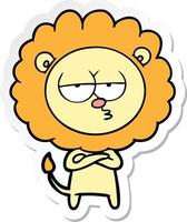 sticker of a cartoon bored lion vector
