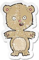 retro distressed sticker of a cartoon teddy bear vector