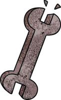 quirky hand drawn cartoon spanner vector