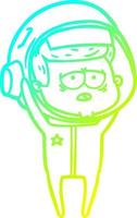 cold gradient line drawing cartoon tired astronaut vector