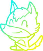 cold gradient line drawing friendly cartoon wolf vector