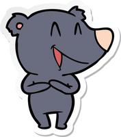 sticker of a laughing bear cartoon vector