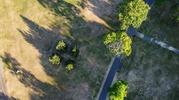 High Angle Drone's Aerial Footage of Lake Water Birds British Geese and Seagulls are Rushing to eat Food at Wardown Park of Luton Town of England UK photo