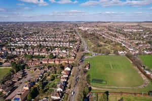 Aerial View of Luton Town of England and Railway Tracks, Residential Estate photo