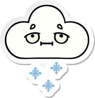 sticker of a cute cartoon snow cloud vector