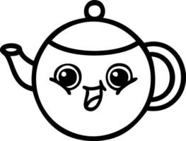 line drawing cartoon tea pot vector