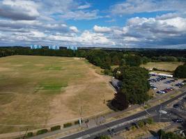 Aerial footage by drone high angle view of London Luton City of England and residential Buildings photo