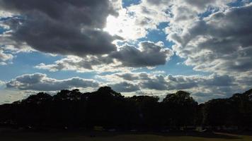 High Angle Aerial footage view of Local Public Park at a hot sunny day of Summer photo