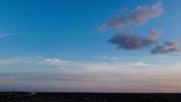 Beautiful Sunset withSky with Colourful Clouds, Drone's High Angle Footage over City of England UK photo