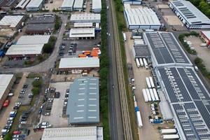 High Angle Aerial footage of Dallow Industrial Estate at Luton Town of England UK photo