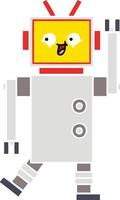 flat color retro cartoon robot vector