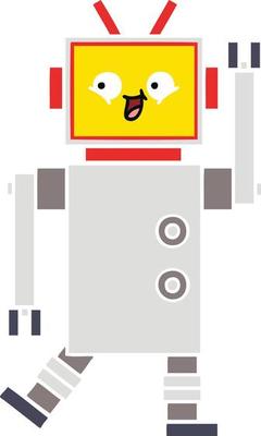 flat color retro cartoon robot