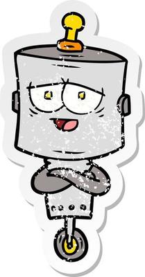 distressed sticker of a cartoon robot