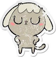 distressed sticker of a cute cartoon dog vector