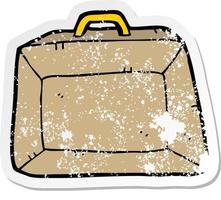 distressed sticker of a cartoon budget briefcase vector