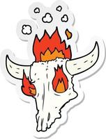 sticker of a spooky flaming animals skull cartoon vector