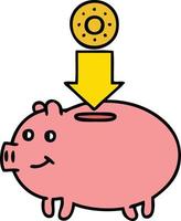 cute cartoon piggy bank vector