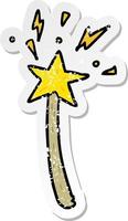 distressed sticker of a cartoon magic wand vector