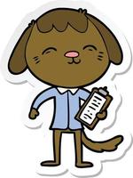 sticker of a happy cartoon office worker dog vector