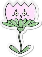 distressed sticker of a cute cartoon flower vector