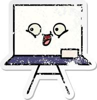 distressed sticker of a cute cartoon white board vector