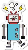 sticker of a cute cartoon broken robot vector