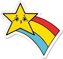 sticker of a cute cartoon shooting rainbow star vector